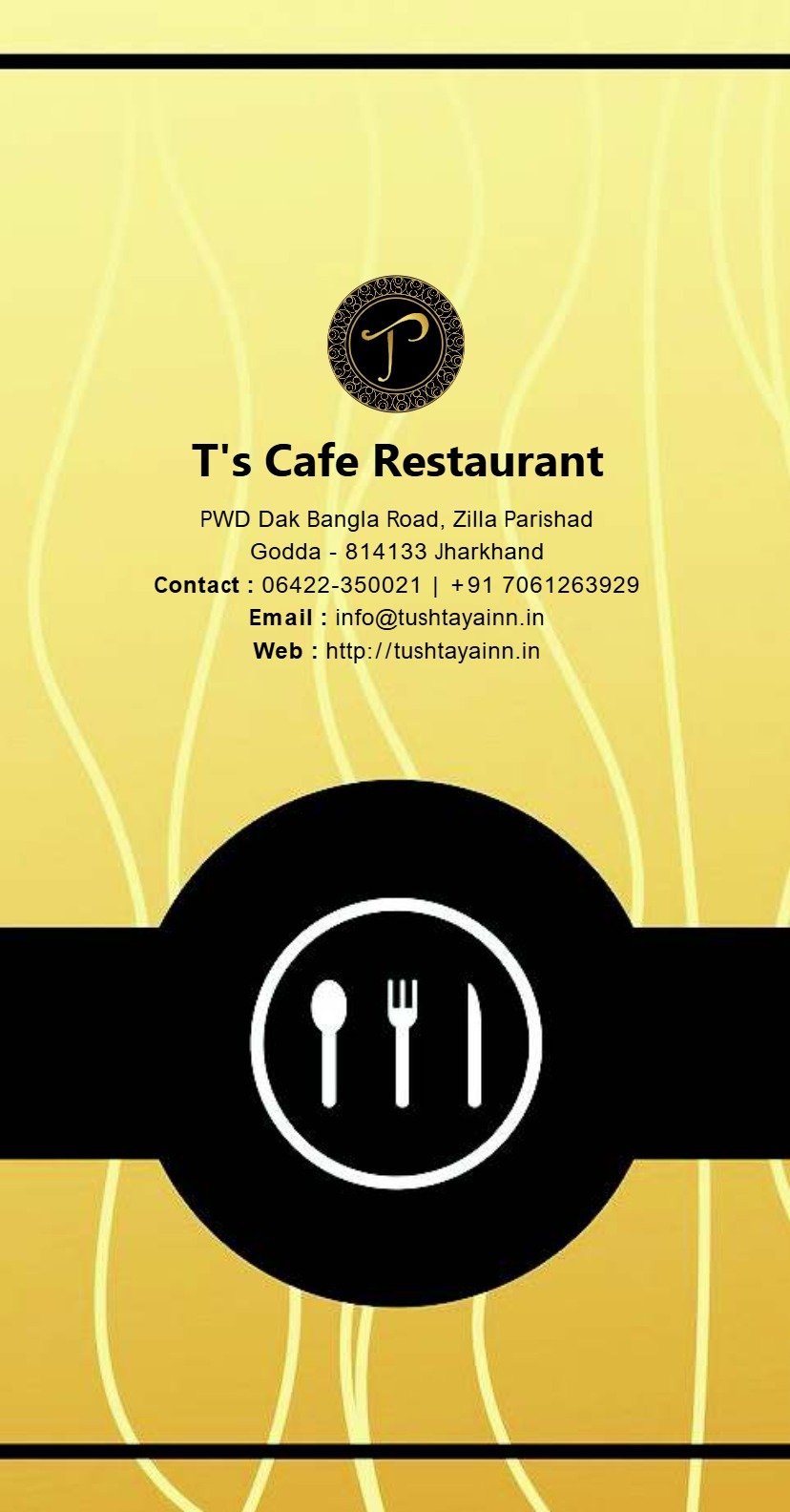 Tushtaya Inn, Order Menu